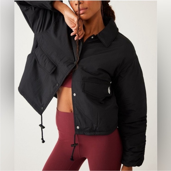 Free People Jackets & Blazers - NEW! Free People Movement Off The Bleachers Coaches Jacket Black Size Me…